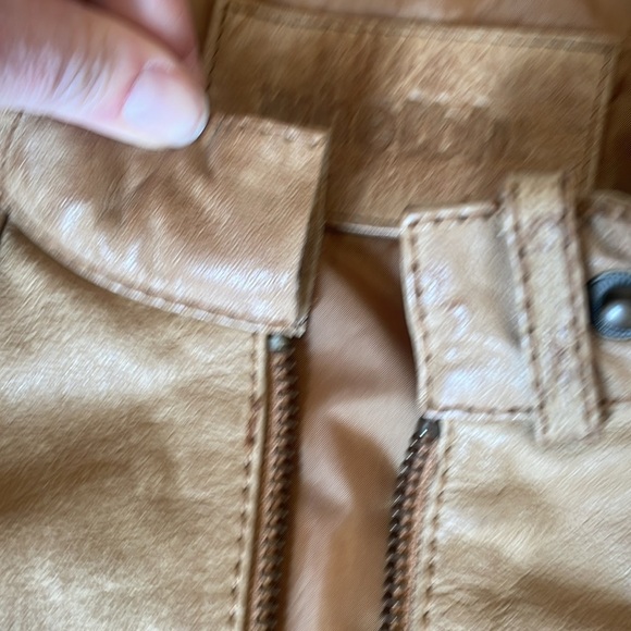 WHETBLU Women’s Tan Leather Moto Bomber Jacket Vintage Size XXL - Picture 16 of 17
